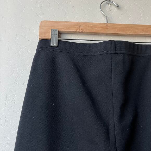 St. John Black Wool Knit Pull-On Leather Stripe Trim Dress Pants Size 10 - Picture 7 of 8